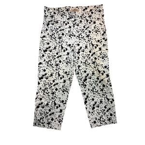 Philosophy Pants Womens Large White Black Bengaline Cropped Capri Casual Stretch
